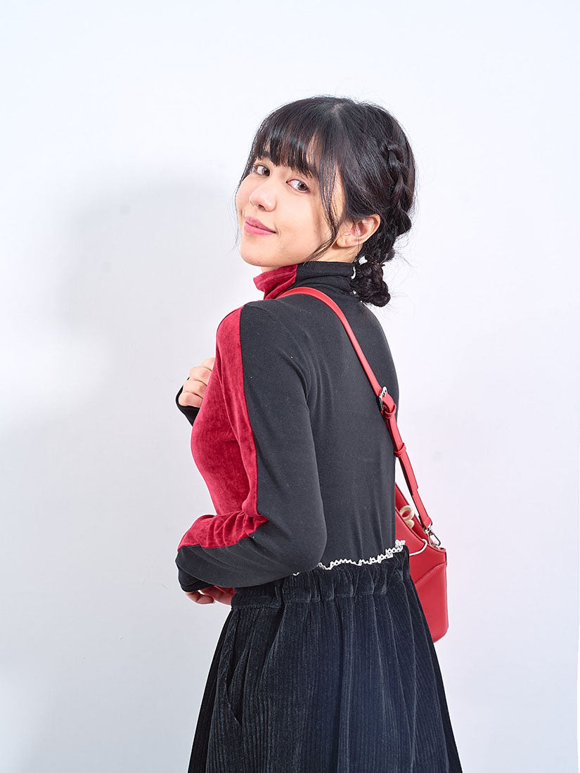 Lace Trim Waist Corduroy Pants