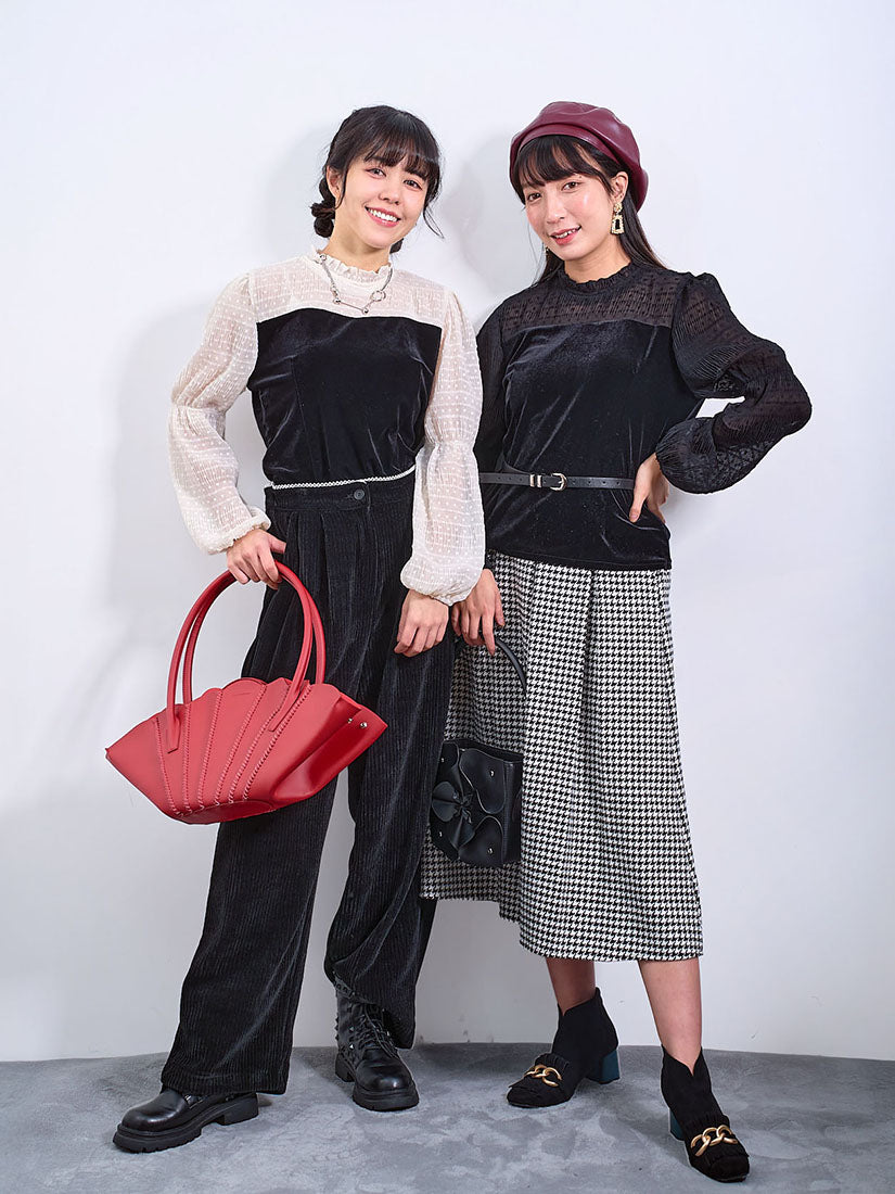 Lace Trim Waist Corduroy Pants