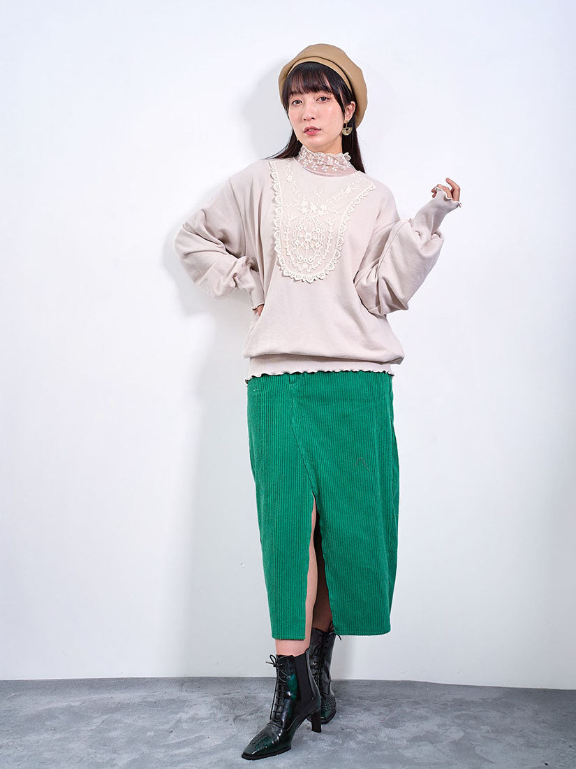 Lace Detail Lettuce Edge Sweatshirt (2 Colours)