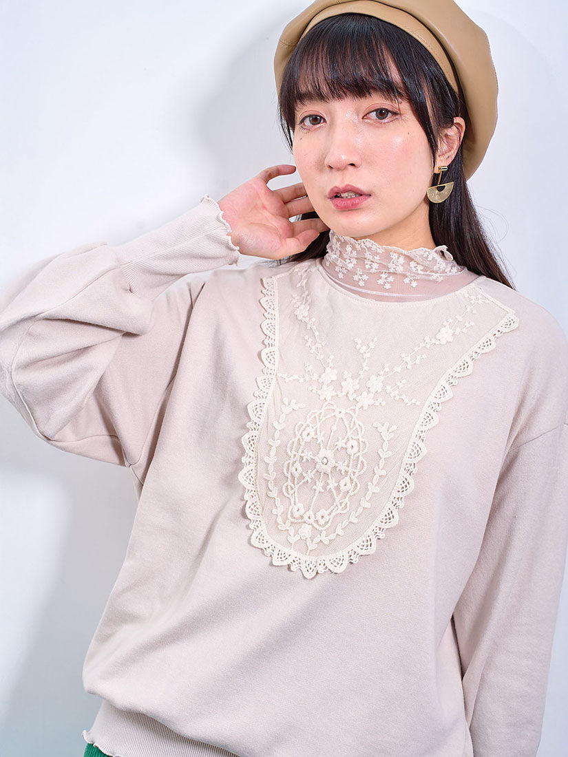 Lace Detail Lettuce Edge Sweatshirt (2 Colours)