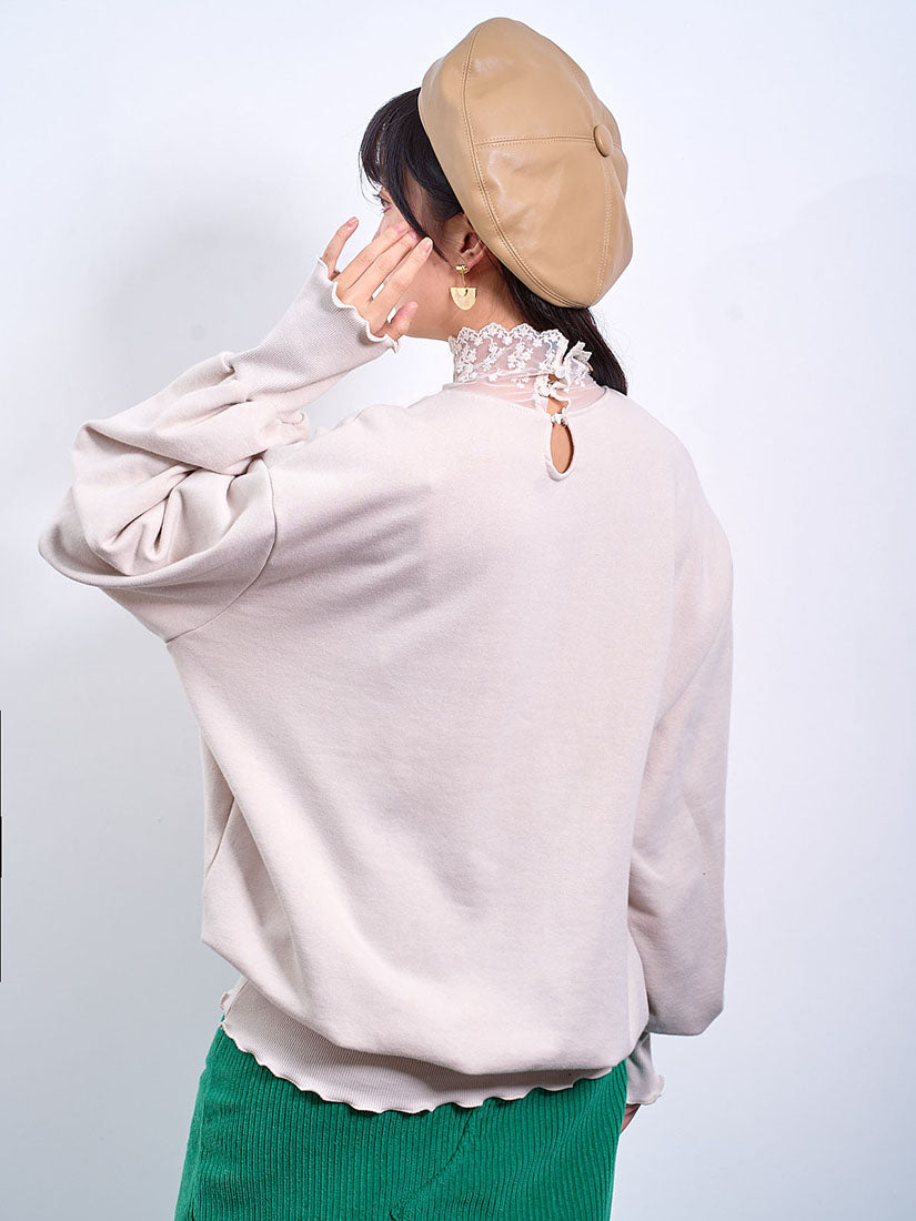 Lace Detail Lettuce Edge Sweatshirt (2 Colours)