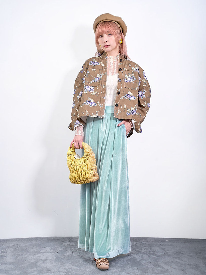 Pleated Velvet Culottes