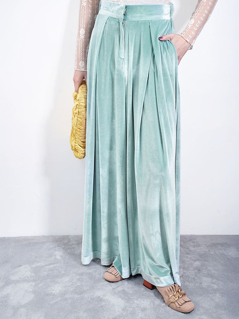 Pleated Velvet Culottes