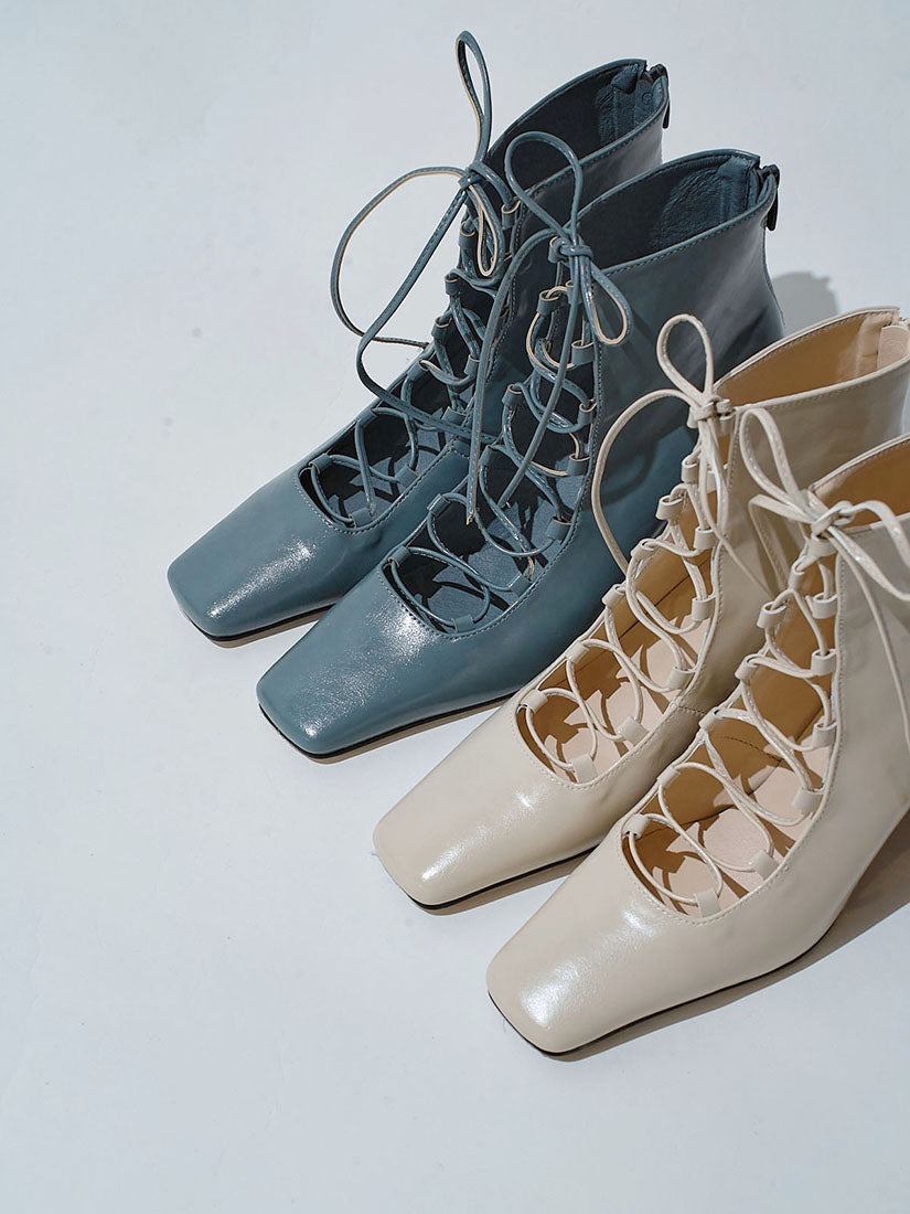 Lace Up Leather Ankle Boots (Display Sale)