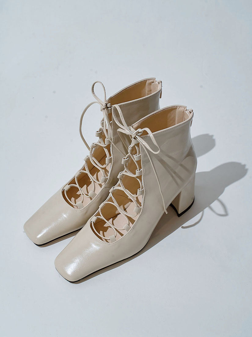 Lace Up Leather Ankle Boots (Display Sale)