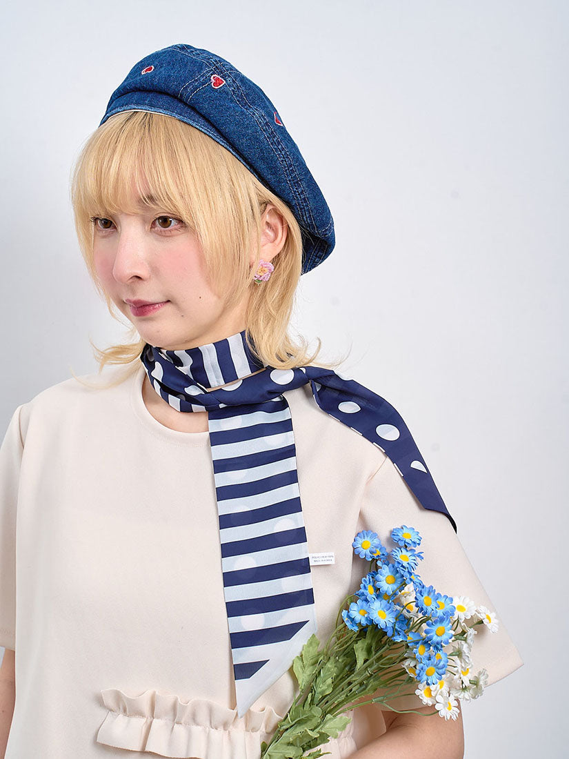 Polka Dot Striped Printed Scarf (2 Colours)