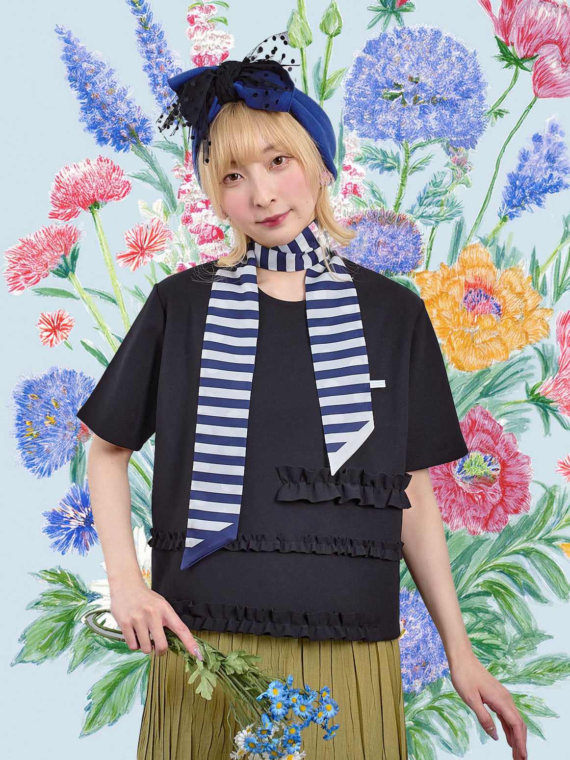 Polka Dot Striped Printed Scarf (2 Colours)