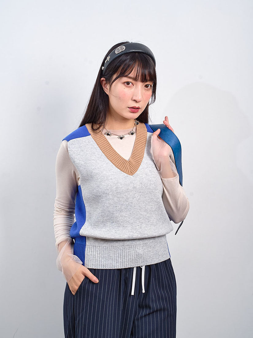 Colourblock Knitted Vest
