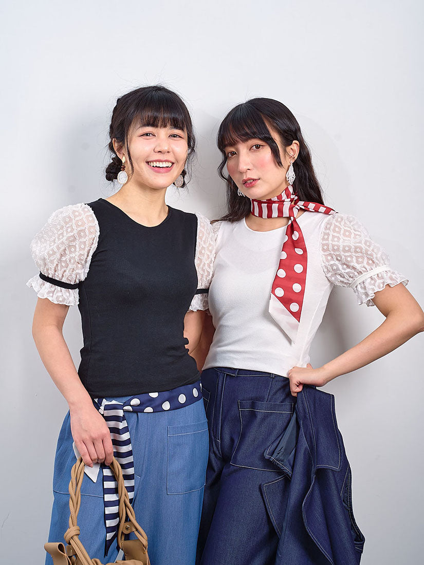 Polka Dot Striped Printed Scarf (2 Colours)