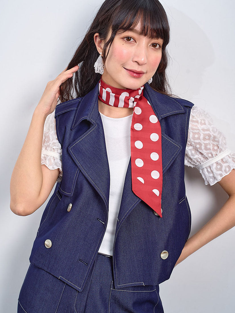 Polka Dot Striped Printed Scarf (2 Colours)