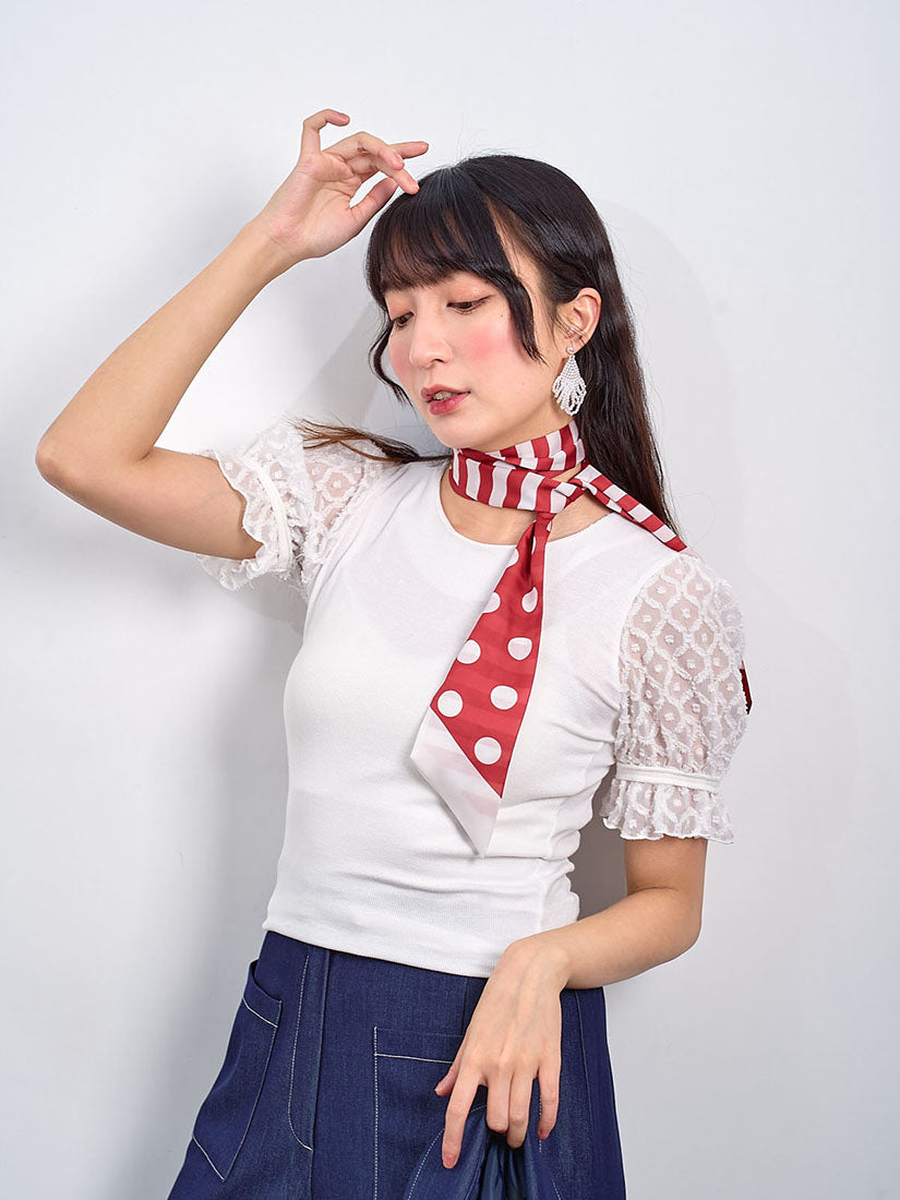 Polka Dot Striped Printed Scarf (2 Colours)