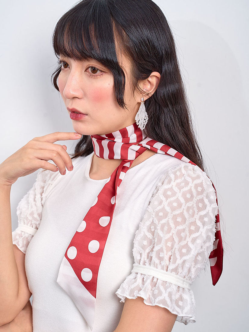 Polka Dot Striped Printed Scarf (2 Colours)