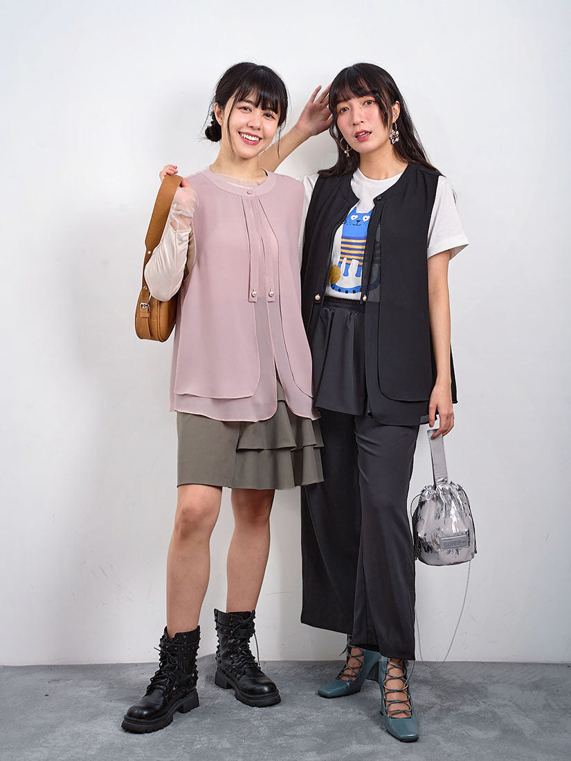 See-Through Layered Vest Jacket (2 Colours)