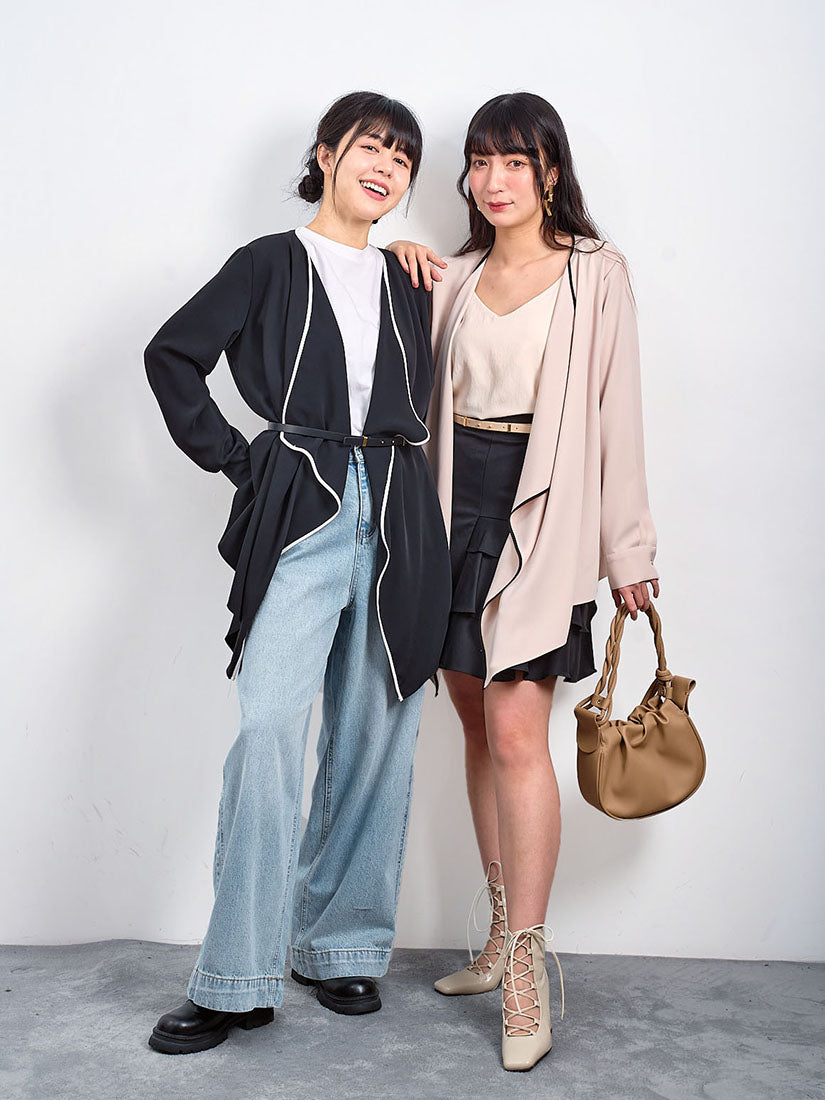 Belted Waterfall Front Jacket (2 Colours)