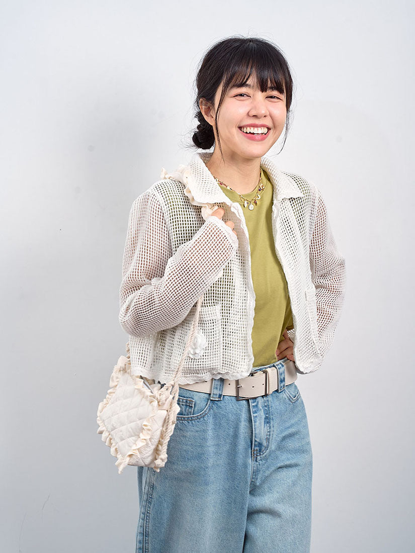 Flower Embroidered Net Knit Jacket