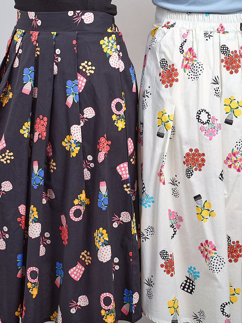 Flowers Vase Printed Skirt