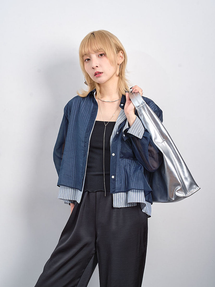 Organza Layered Striped Shirt (2 Colours)