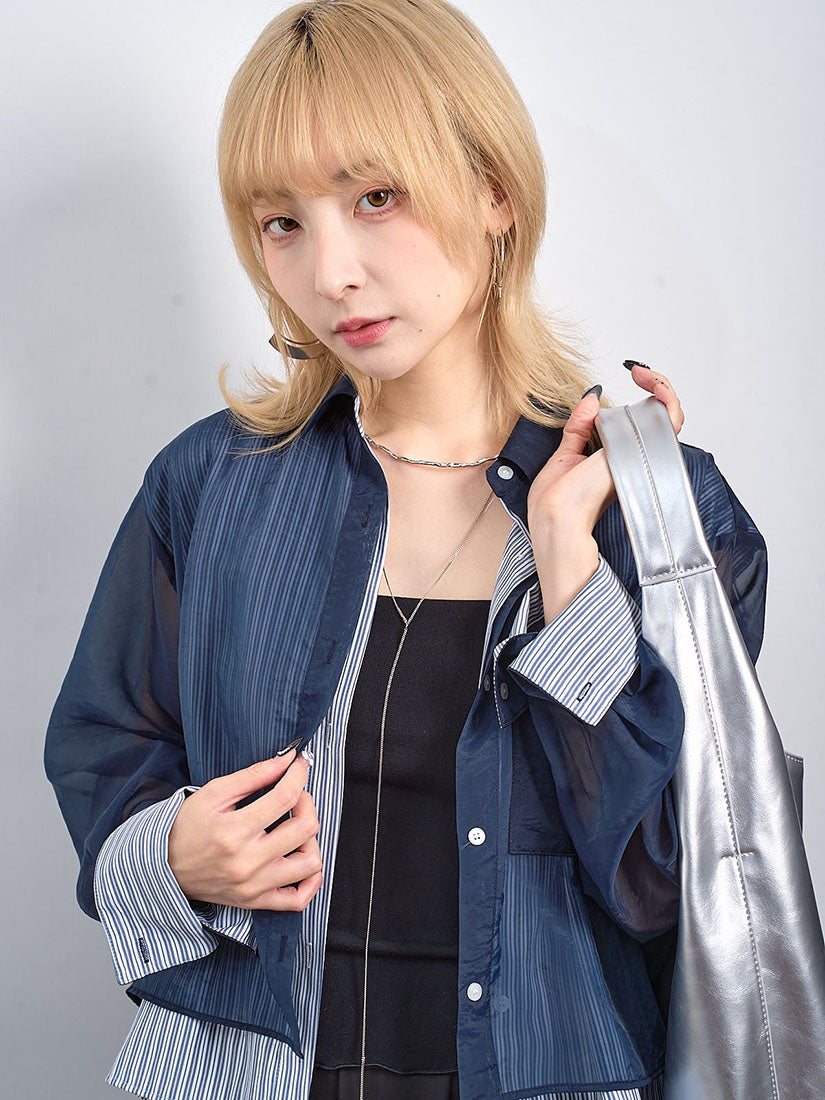 Organza Layered Striped Shirt (2 Colours)