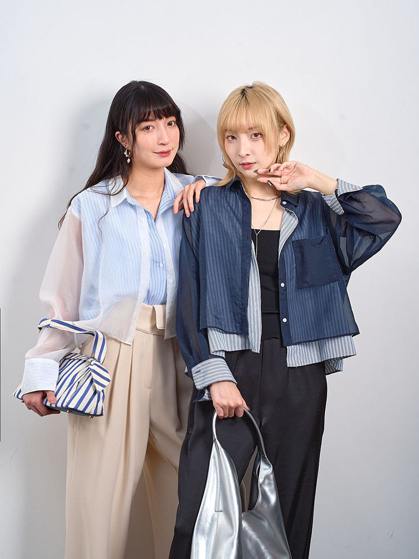 Organza Layered Striped Shirt (2 Colours)