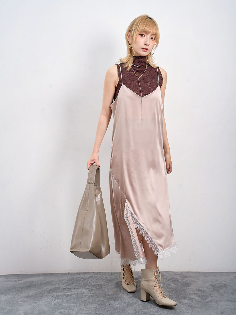 Textured Floral Lace Mock Neck Vest Top (3 Colours)