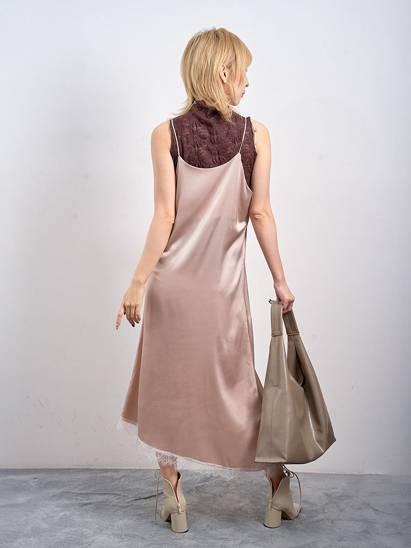 Lace Hem Silky Camisole Dress (2 Colours)