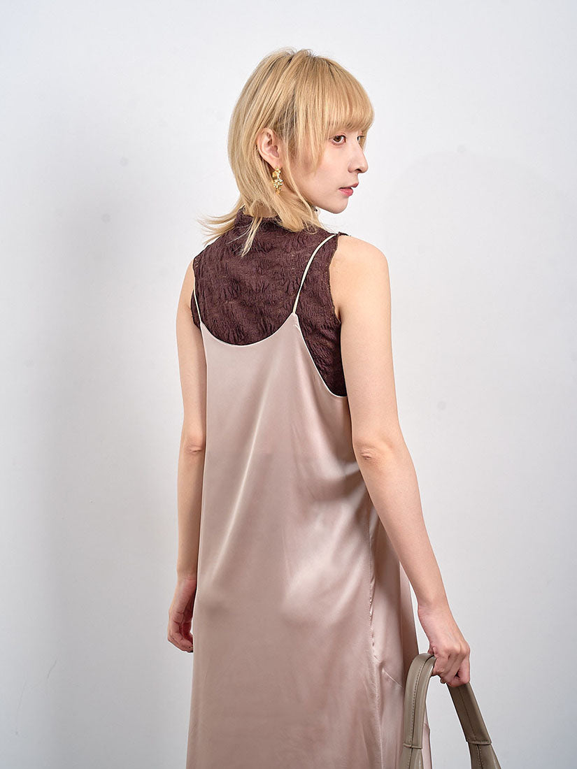 Textured Floral Lace Mock Neck Vest Top (3 Colours)