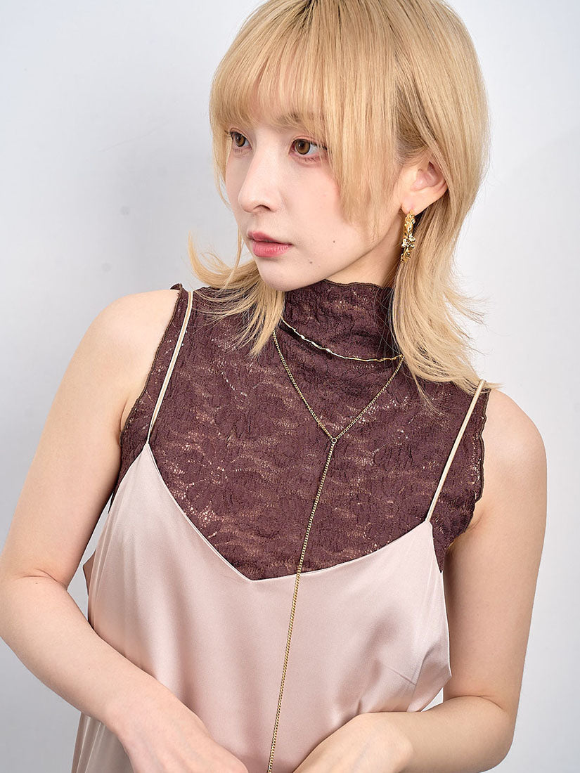 Textured Floral Lace Mock Neck Vest Top (3 Colours)