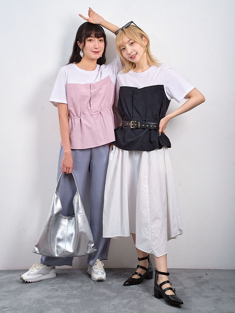 Drawstring Waist Tube Top Tee (2 Colours)