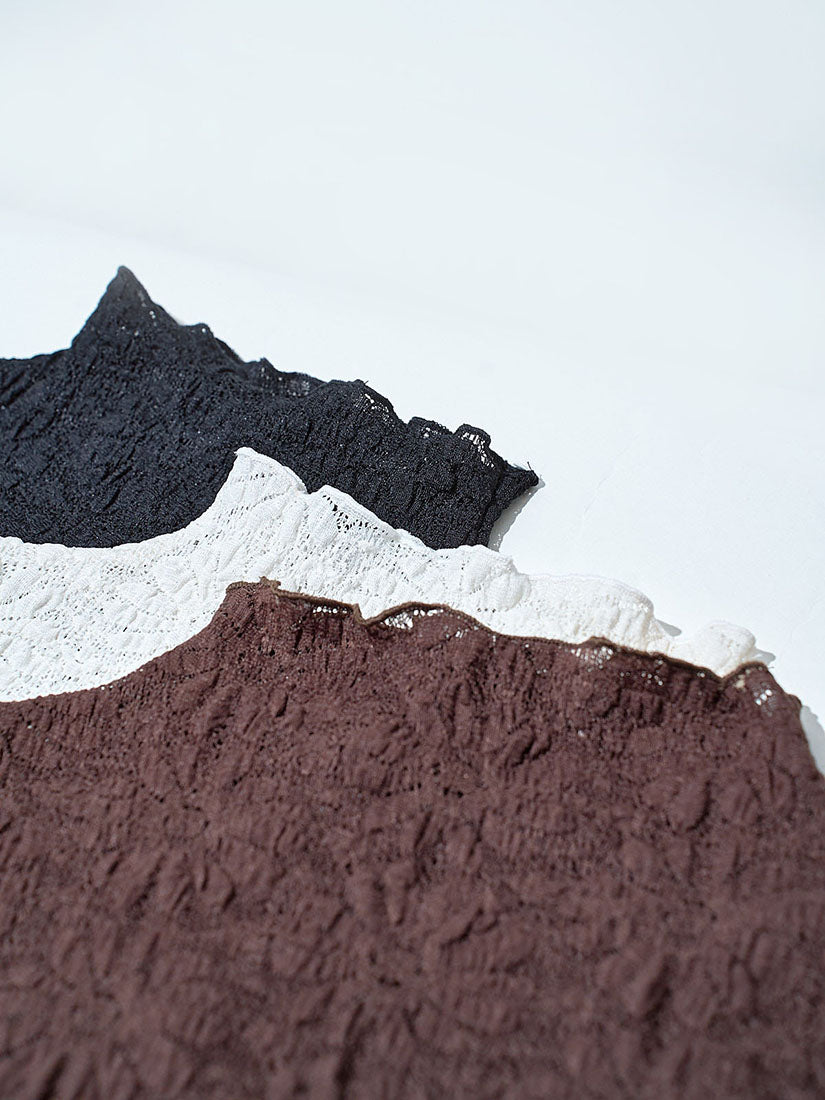 Textured Floral Lace Mock Neck Vest Top (3 Colours)