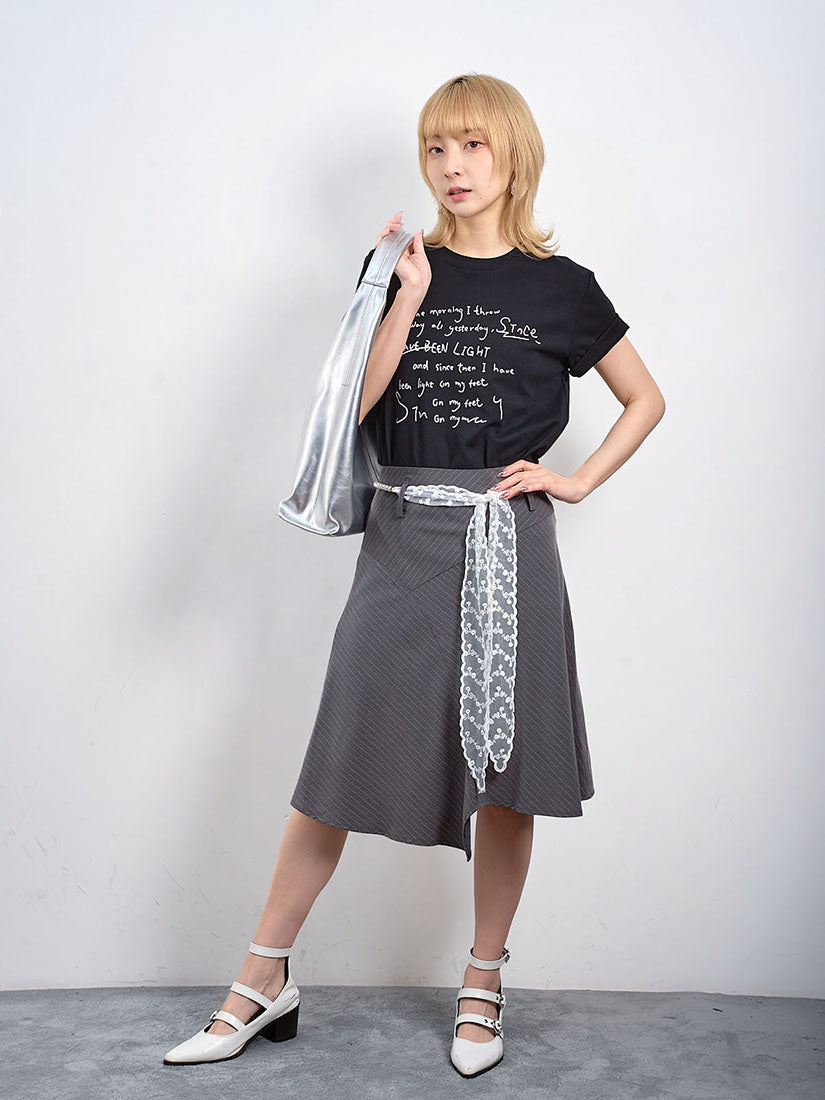 Message Tee With Pearl Lace Waist Chain (2 Colours)