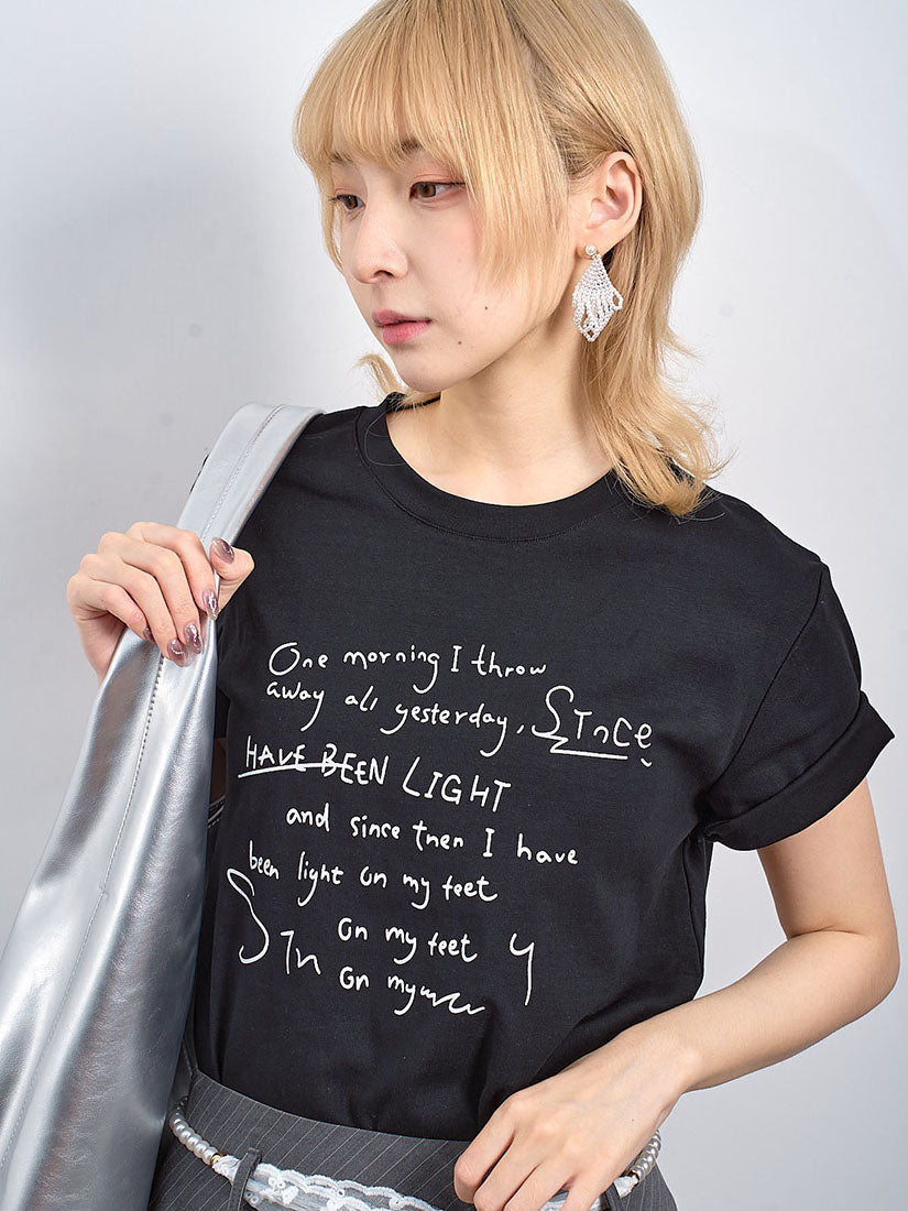 Message Tee With Pearl Lace Waist Chain (2 Colours)