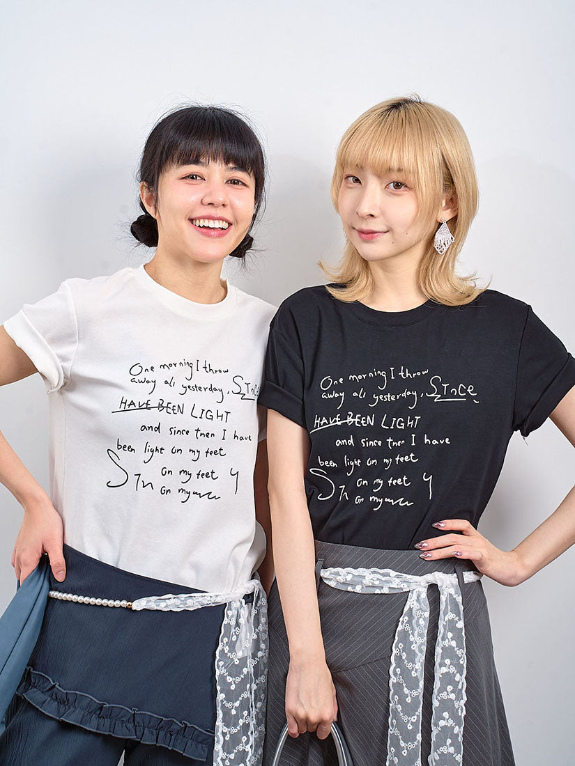 Message Tee With Pearl Lace Waist Chain (2 Colours)