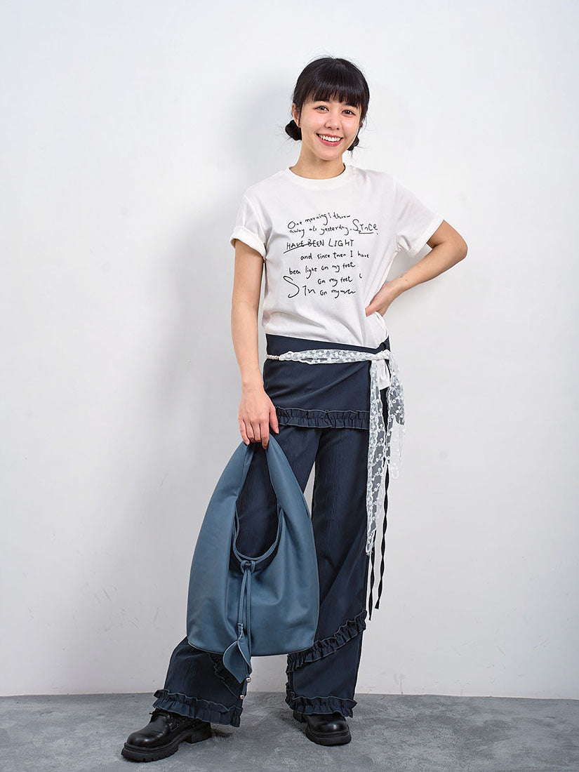 Message Tee With Pearl Lace Waist Chain (2 Colours)