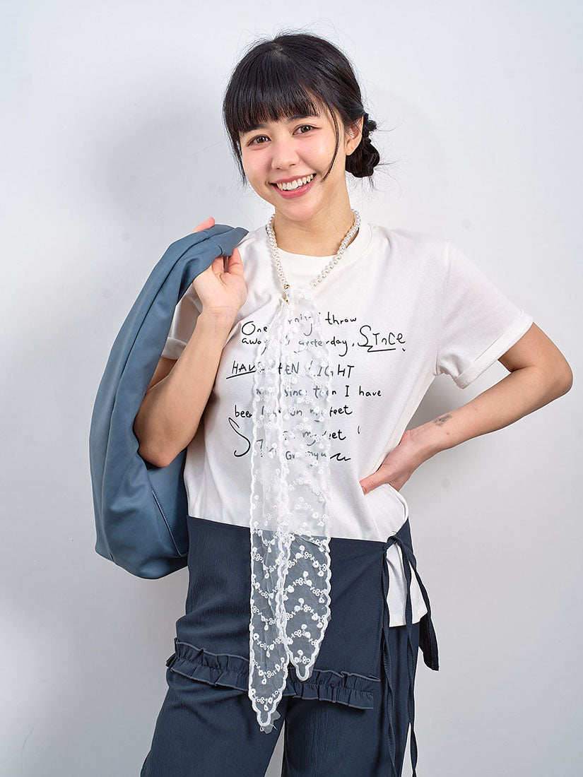 Message Tee With Pearl Lace Waist Chain (2 Colours)