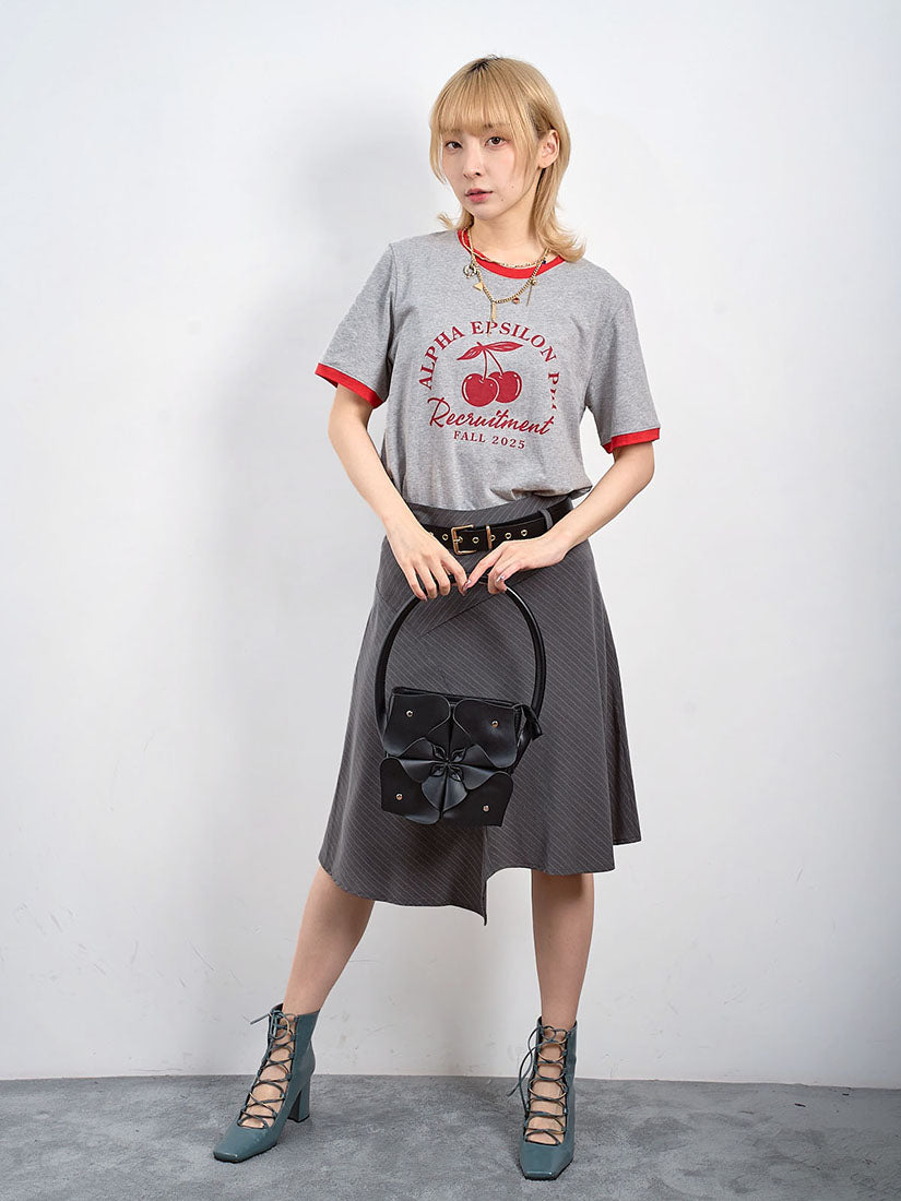 Contrast Border Cherry Tee (2 Colours)