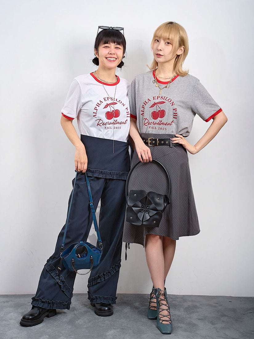 Contrast Border Cherry Tee (2 Colours)