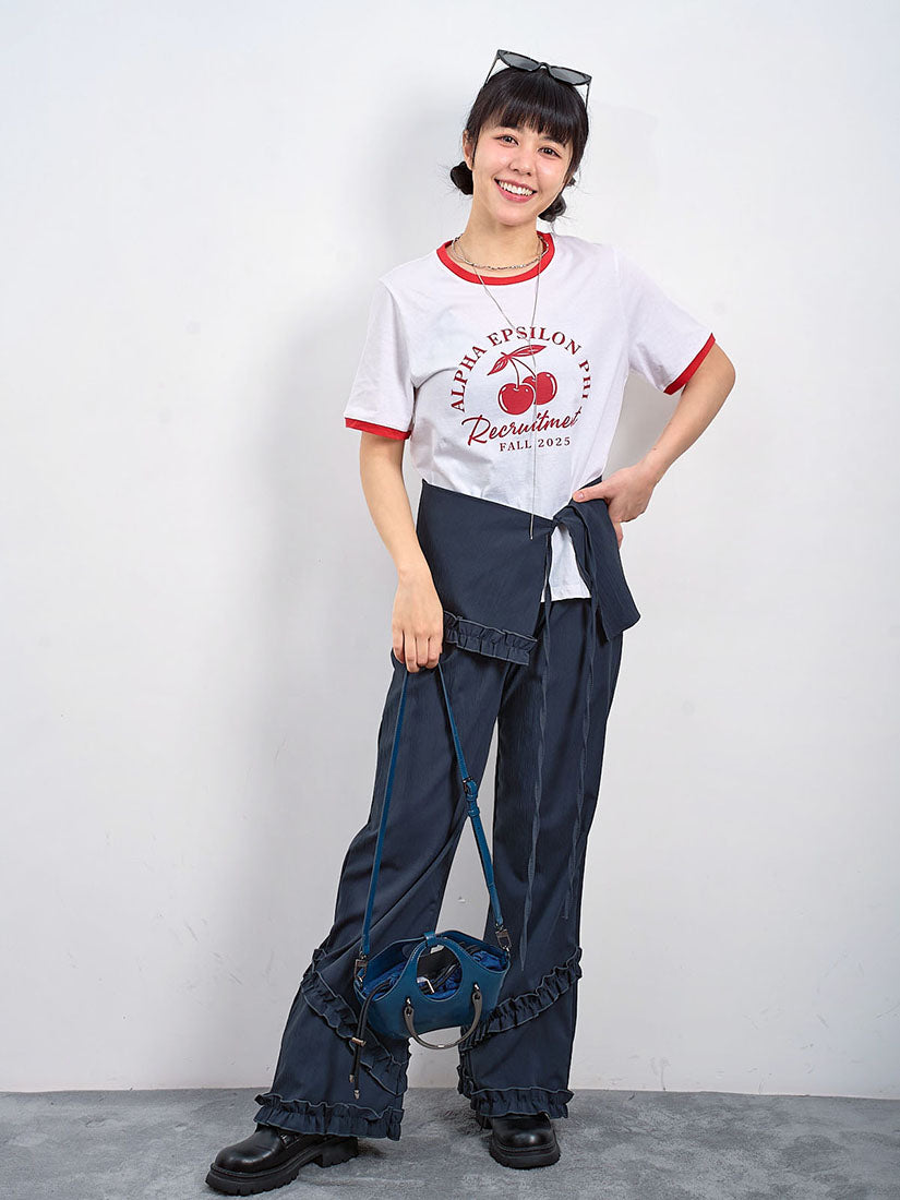 Contrast Border Cherry Tee (2 Colours)
