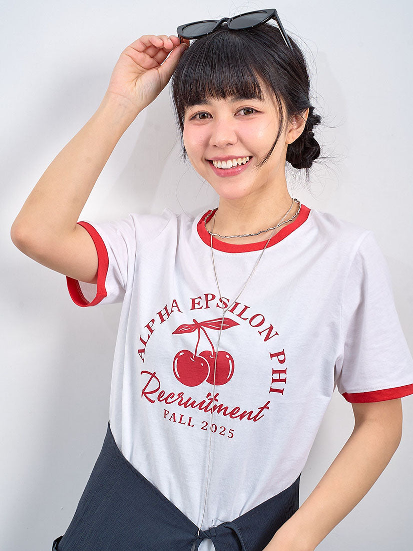 Contrast Border Cherry Tee (2 Colours)