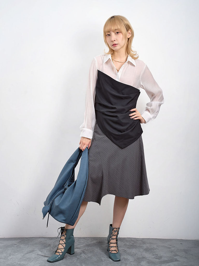 Drape Panel Tube Top Shirt (2 Colours)