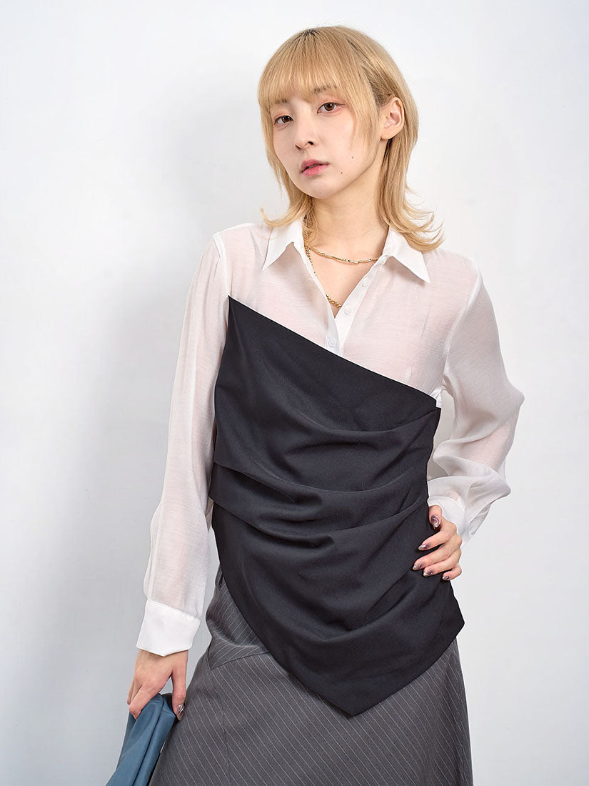 Drape Panel Tube Top Shirt (2 Colours)