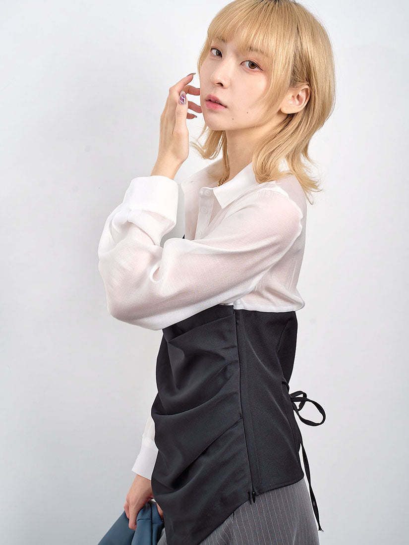 Drape Panel Tube Top Shirt (2 Colours)