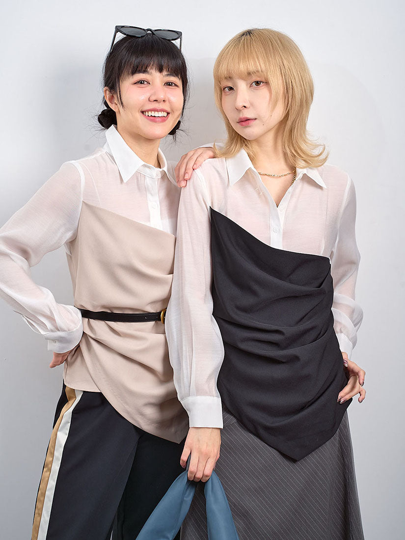 Drape Panel Tube Top Shirt (2 Colours)