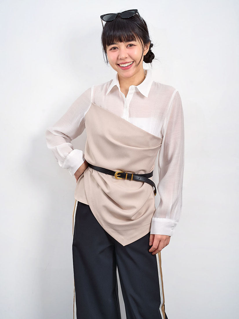 Drape Panel Tube Top Shirt (2 Colours)