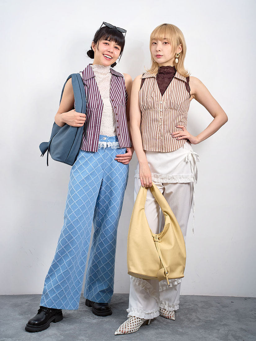 Striped V-Neck Sleeveless Shirt (2 Colours)