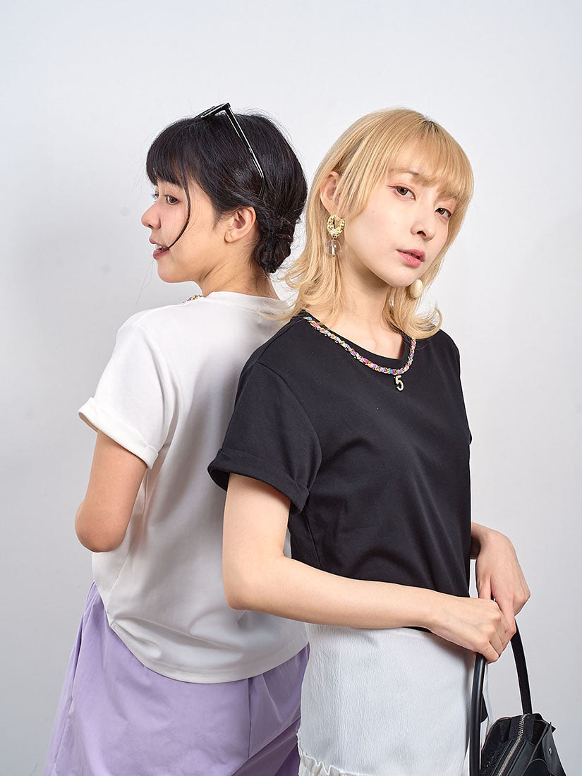 Coloured Chain Trim No.5 Tee (2 Colours)