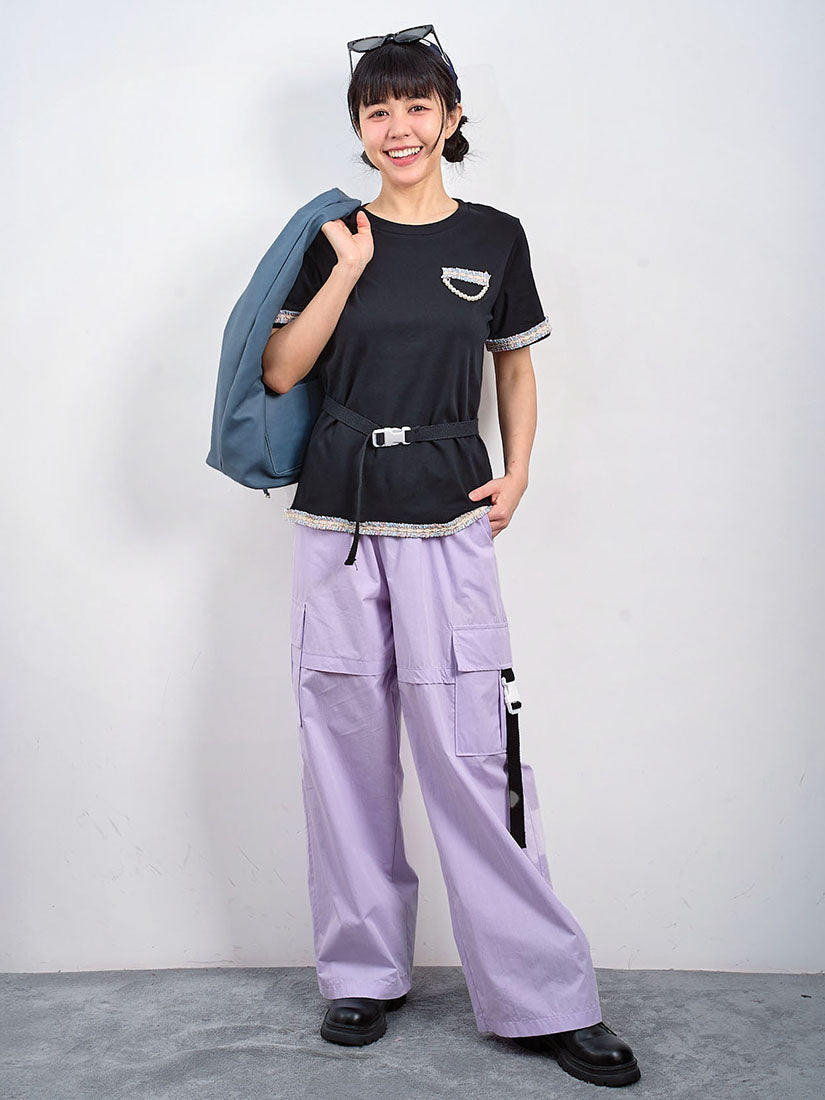 Pearl Chain Tassel Trim Tee (2 Colours)