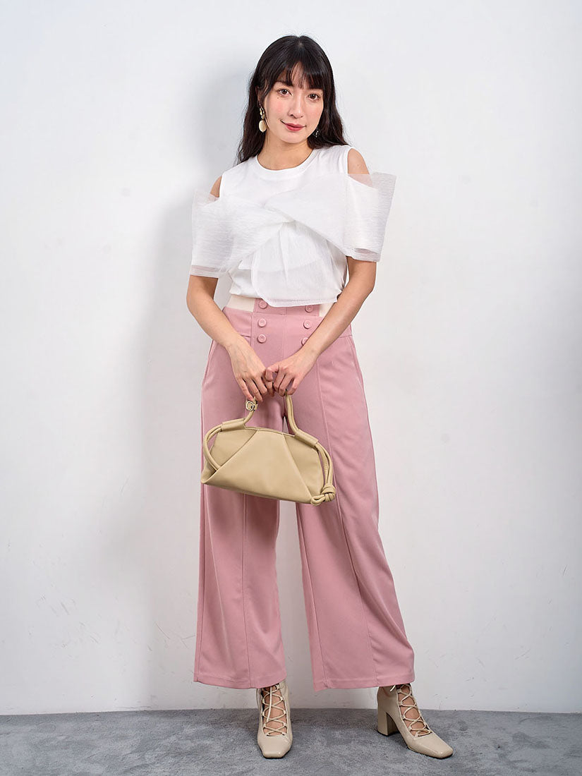 Buttony Colourblock Waist Pants (2 Colours)