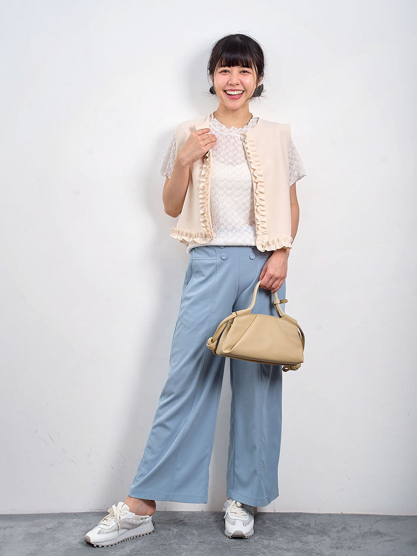 Buttony Colourblock Waist Pants (2 Colours)