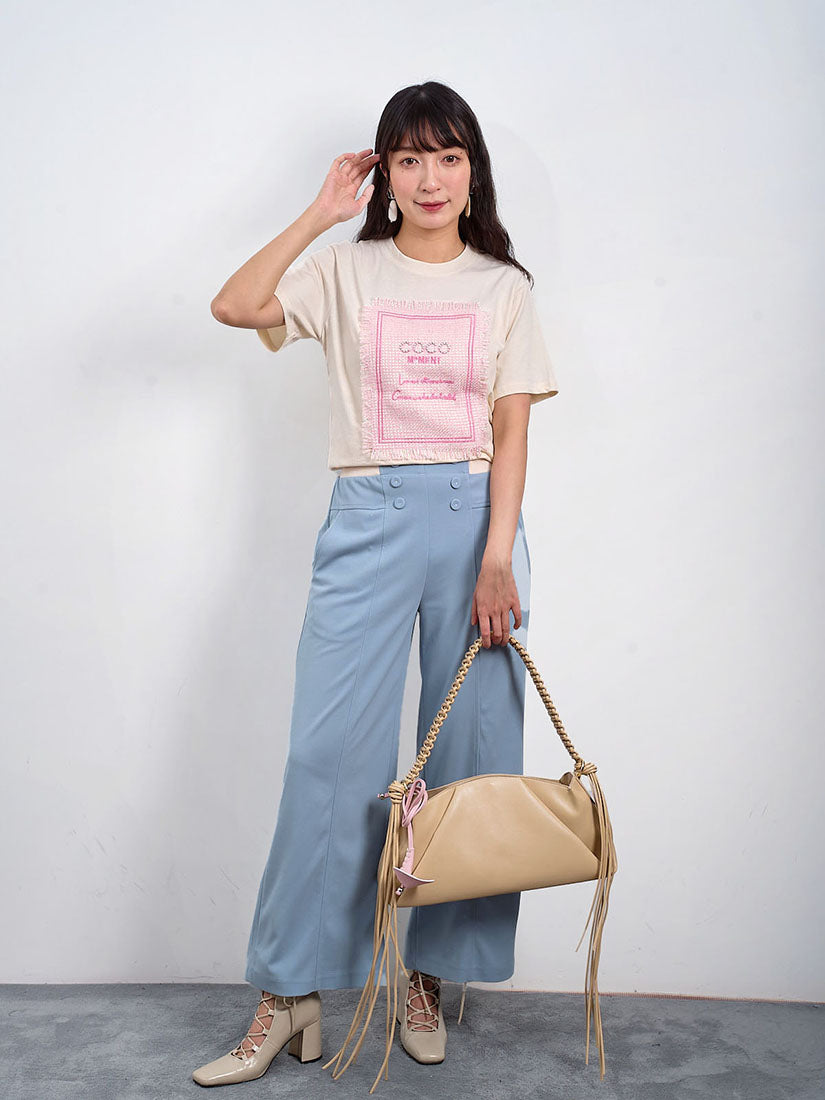 Buttony Colourblock Waist Pants (2 Colours)