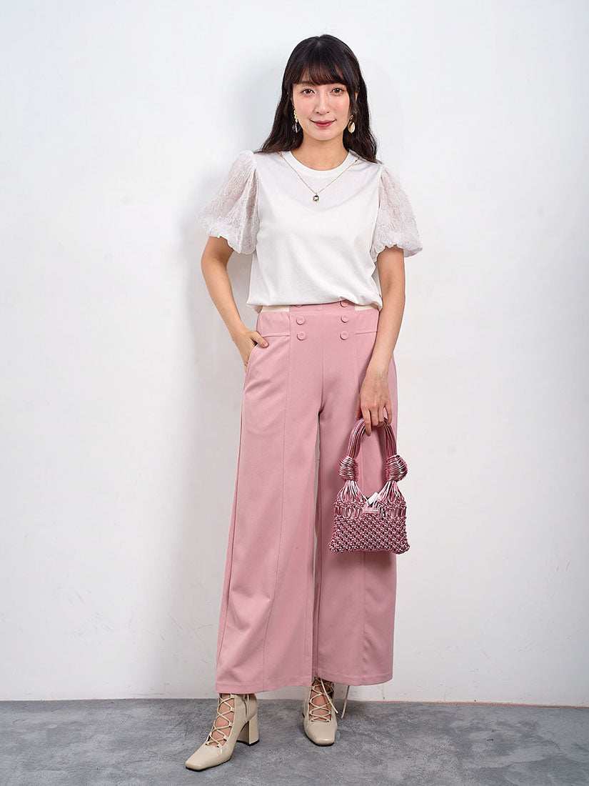 Buttony Colourblock Waist Pants (2 Colours)